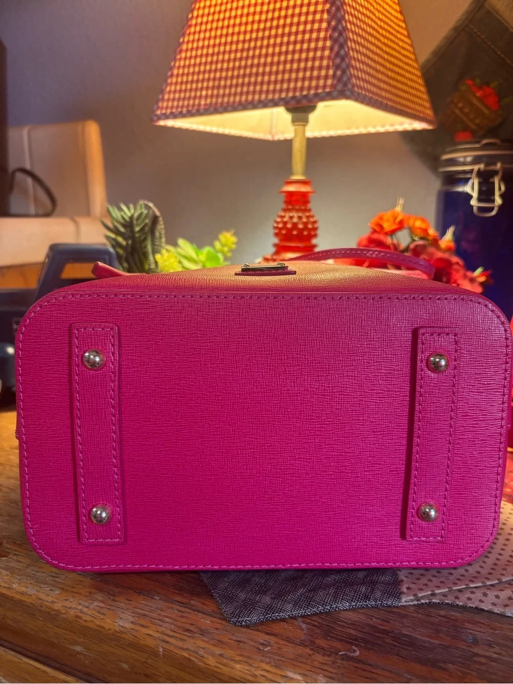 Dooney & Bourke Hot Pink Pebble Leather Drawstring Satchel - Picture 4 of 6